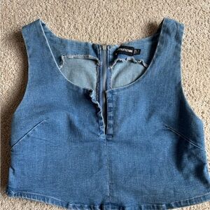 PrettyLittleThing Blue Denim Crop Top